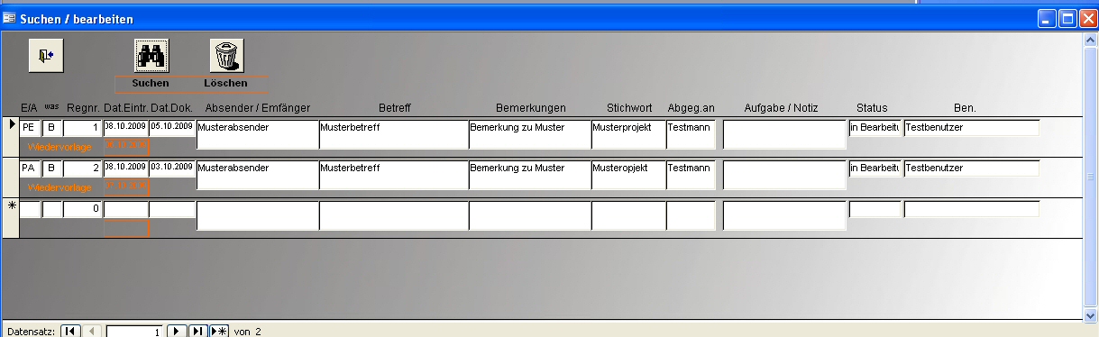 Post suchen, bearbeiten